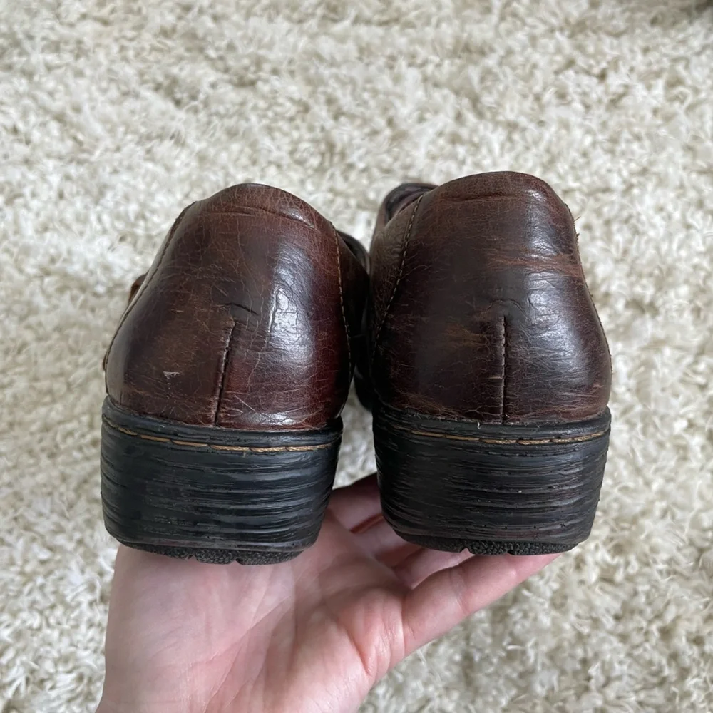BOC Born Concepts Brown Leather Wedge Clog Cottagecore Shoes Size 10 - Picture 4 of 7